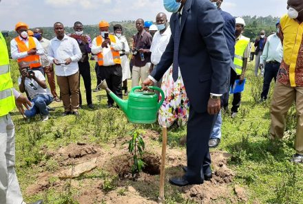 State Minister for Trade,Hon Michael Werikhe Kafabusa launches the construction of  the central market at Lwakhakha Border Export Zone